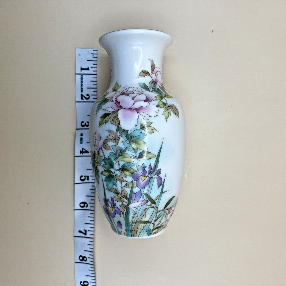 Vintage Pink Flowers Fine Porcelain Hand Painted 6" SHIBATA Japan Vase - Picture 2 of 5